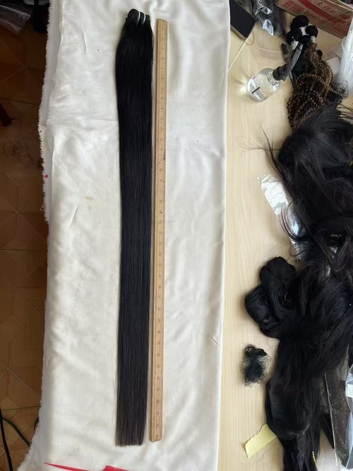 Laatste bedrijfscasus over 38 inch 40 inch Natuurlijk Zwart Steil Maagdelijk Menselijk Haar Bundels