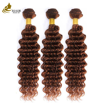 kwaliteit  Peruvian Hair Deep Curl Copper 33# Brown color virgin Human Hair weft Bundles fabriek