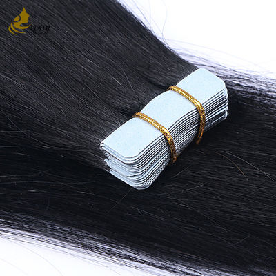 Cuticule Aligned 16 inch Tape In Hair Extensions Virgin Remy Wigs Zwart