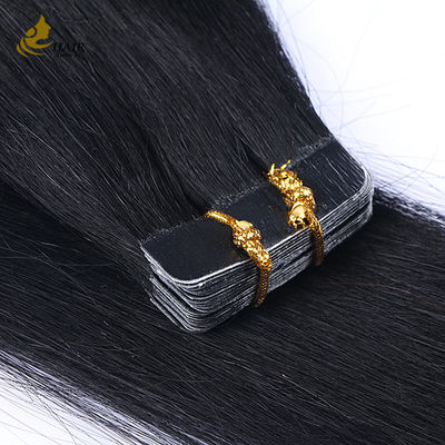 Cuticule Aligned 16 inch Tape In Hair Extensions Virgin Remy Wigs Zwart