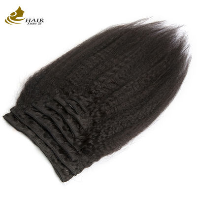 Natuurlijke zwarte haarverlengingen Weave Clip In Long Kinky Straight ODM