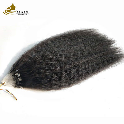 Kinky Straight Prebonded Nano Human Hair Extensions Natuurlijk Zwart 18 inch