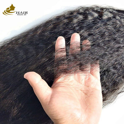 Kinky Straight Prebonded Nano Human Hair Extensions Natuurlijk Zwart 18 inch