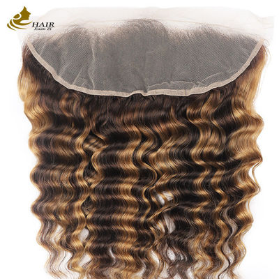 Piano 4/27 Deep Wave Lace Frontale sluiting Braziliaans haar Transparante 13X4 sluiting