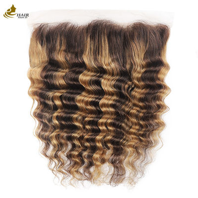 Piano 4/27 Deep Wave Lace Frontale sluiting Braziliaans haar Transparante 13X4 sluiting