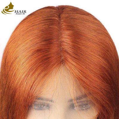 Oranje Ginger Mensenhaar losse golf aangepaste kant voorperuken