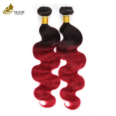 Rood Ombre Kleur Braziliaans Mensenhaar Bundels Met Sluiting