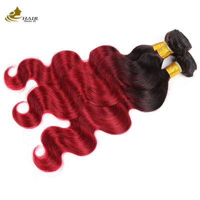Rood Ombre Kleur Braziliaans Mensenhaar Bundels Met Sluiting