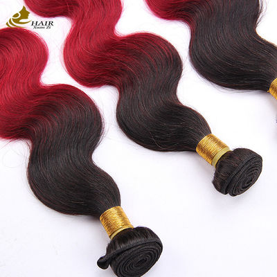 Rood Ombre Kleur Braziliaans Mensenhaar Bundels Met Sluiting