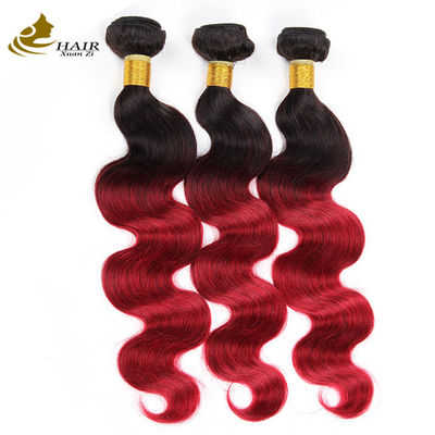 Rood Ombre Kleur Braziliaans Mensenhaar Bundels Met Sluiting