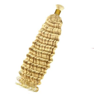 Dubbel getrokken diepgolf menselijk haar bulk voor vlechten 613 kleur blond