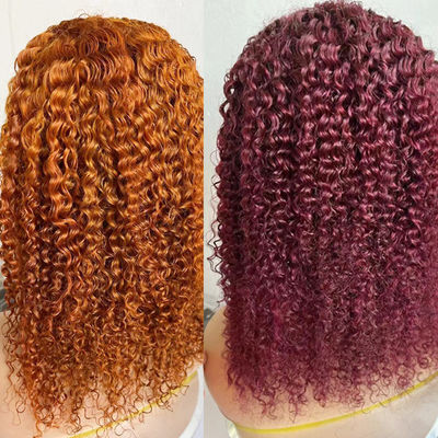 Kleurrijke Bob voorste kant pruik 13X4 voorste kant pruik krul menselijk haar kant pruik 180%