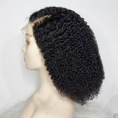 Groothandel 13X6 13X4 HD Braziliaanse krul Transparante kant Mensen voorhoofd haar pruik