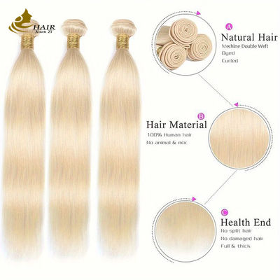 613 Blond 100% menselijk haar maagdelijke verlengstuk rechthoekige bundels
