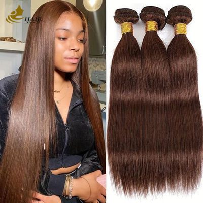 4# Kleur Chocolade Bruin Rechte Bundel Mensenhaar Bundels Weft