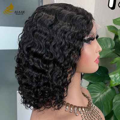 12 inch lijmloos 5 * 5 Front kant Mensen haar pruik Water Wave lijmloos zijde top full kant pruik