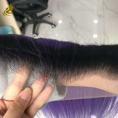 T1b/Purple Virgin Human Straight Hair 13*6 Lace Front Closure met lichtbruin kant