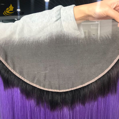 T1b/Purple Virgin Human Straight Hair 13*6 Lace Front Closure met lichtbruin kant