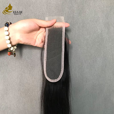 Steil natuurlijk zwart 2x6 Transparante Lace Human Hair Lace Sluiting