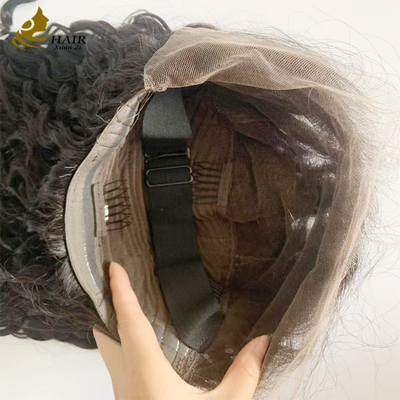 250% Dichtheid 20 inch Natuurlijk Zwart Watergolf HD 13*6 Lijmloze Volle Lace Pruik met natuurlijke haarlijn