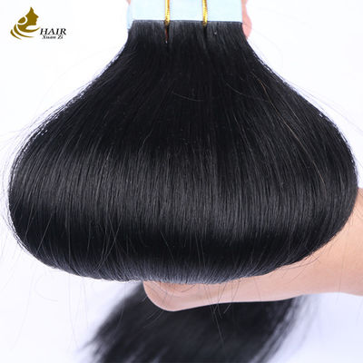 Cuticule Aligned 16 inch Tape In Hair Extensions Virgin Remy Wigs Zwart