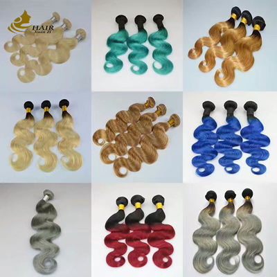 100% Menselijk, met de cuticula uitgelijnde body wave 613 Virgin Ombre Human Hair Extensions Bundels