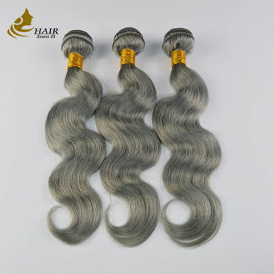Grijze Ombre Mensenhaar Extensies Bundels 26 inch Met sluiting