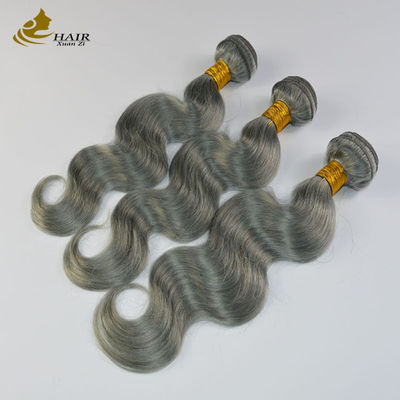 Grijze Ombre Mensenhaar Extensies Bundels 26 inch Met sluiting