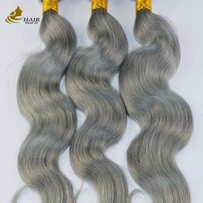 Grijze Ombre Mensenhaar Extensies Bundels 26 inch Met sluiting