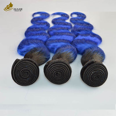 1B Blauw Ombre Mensenhaar Extensies Lichaam Wave Maagd Wavy