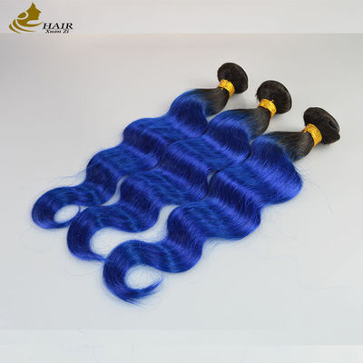 1B Blauw Ombre Mensenhaar Extensies Lichaam Wave Maagd Wavy