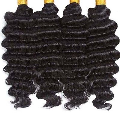 Grade 12A Deep Wave Virgin Human Hair Bundles 95-100g met afsluiting op maat