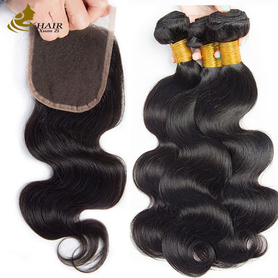 Oem Remy Human Hair Extensions Bundels Weft Raw Body Wave Hair Bundels met sluiting