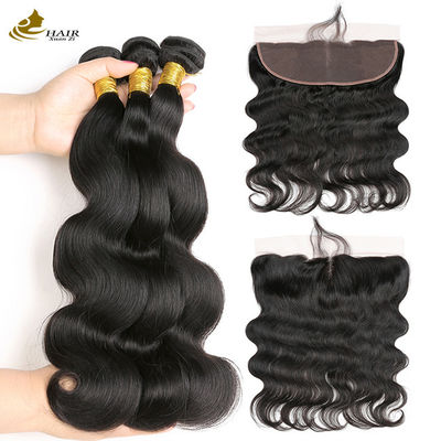 Vrouwen Remy Mensenhaar Extensies Bundels 100% Braziliaans Met kant Frontal sluiting