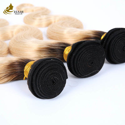 1B Blonde Ombre Human Hair Extensions Remy Weave Wig Bundles met sluiting