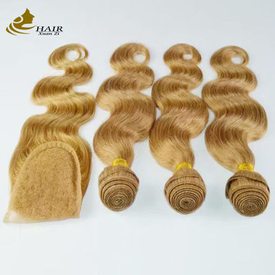 Bruin Remy Ombre Human Hair Extensions Body Wave Bundles met kant sluiting
