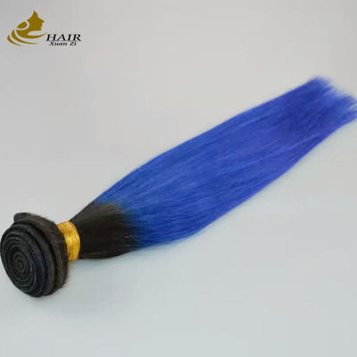 Meisje Raw Brazilian Ombre Mensenhaar Extensions Bundels Blauw 1B