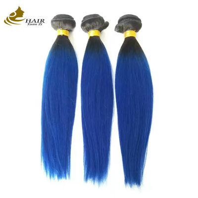 Meisje Raw Brazilian Ombre Mensenhaar Extensions Bundels Blauw 1B