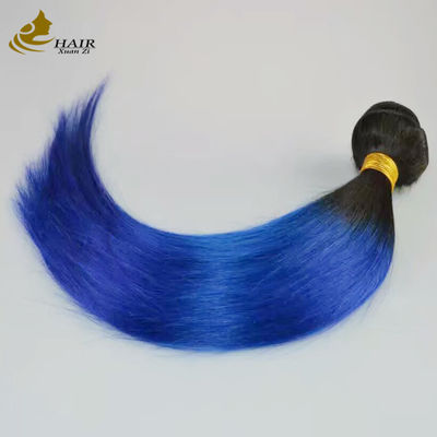 Meisje Raw Brazilian Ombre Mensenhaar Extensions Bundels Blauw 1B