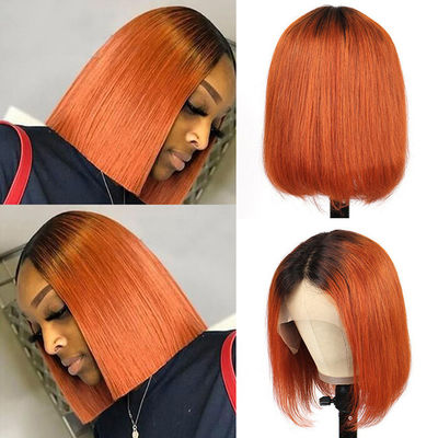 130% Dichtheid 1b/ Oranje Peruk voor menselijk haar Peruk voor menselijk haar Korte Bob Peruken