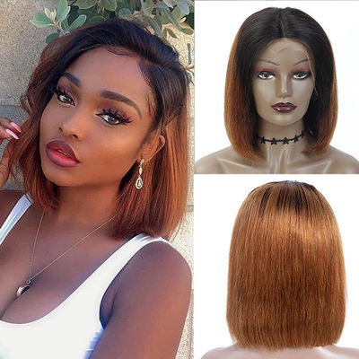 Korte volle frontale kant pruik 10 inch Bob pruik 1b Bruine kleur