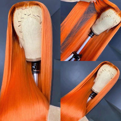 Ginger Orange Straight Lace Front Mensenhaar Peruken Vooropgepikt Voor Vrouwen
