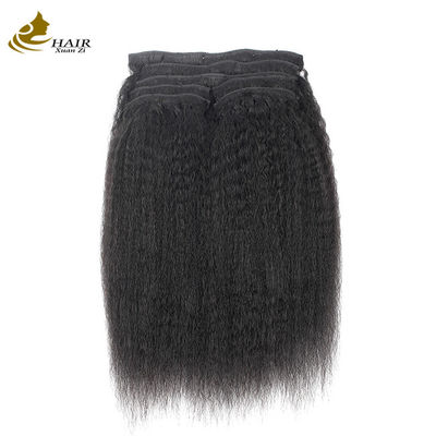 Natuurlijke Kinky Straight Clip In Hair Extensions Bundels 30 inch OEM