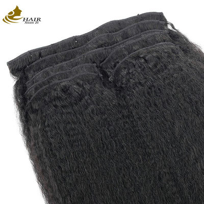 Natuurlijke Kinky Straight Clip In Hair Extensions Bundels 30 inch OEM