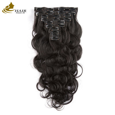 100 Menselijk Haar Body Wave 18 Inch Krullende Clip-in Haarverlengingen Voor Zwart Haar