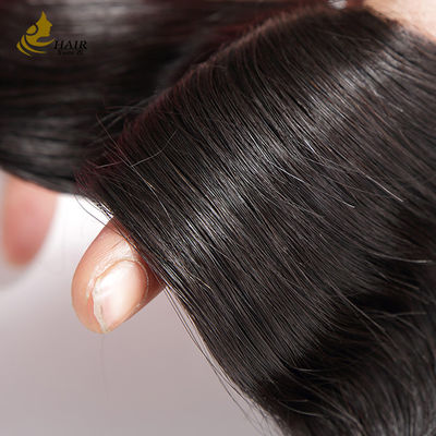 Natuurlijke Zwarte Body Wave Indische 100 Virgin Menselijk Haar Weft Bundels Met Sluiting OEM