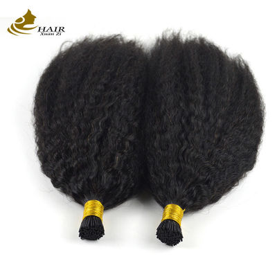 Micro Loop Flat Prebonded Hair Extensions Kinky Straight Virgin Mensenhaar