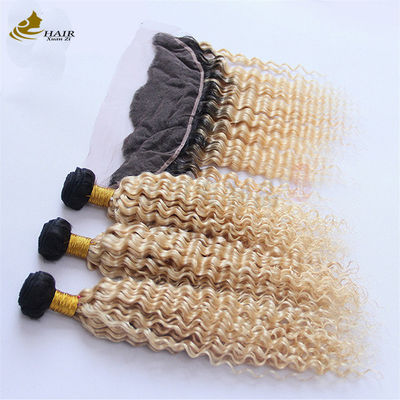 1B/613 Peruaanse Braziliaanse menselijke haarbundel met frontale kant sluiting