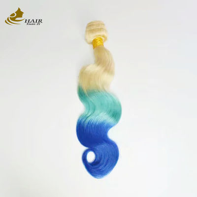 Op maat gemaakt Ombre Human Hair Extensions Bouncy Purple Blauw Kleur