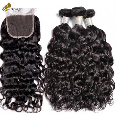 OEM Braziliaanse Onverwerkte Water Wave Virgin Hair Bundles Zwart gekleurd